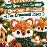 Crochet Pine Green and Caramel Christmas Woodland Fox Ornament Ideas