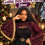 Crochet Plum Noir and Antique Gold Christmas Gothic Bell Sleeve Shrug Ideas