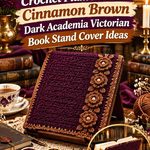 Crochet Plum Noir and Cinnamon Brown Dark Academia Victorian Book Stand Cover Ideas