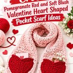 Crochet Pomegranate Red and Soft Blush Valentine Heart Shaped Pocket Scarf Ideas