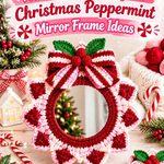 Crochet Powder Pink and Cherry Red Christmas Peppermint Mirror Frame Ideas