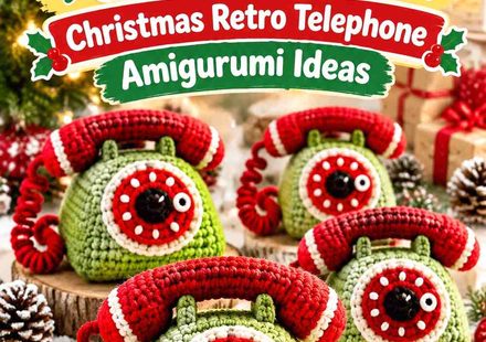 Crochet Wasabi Green and Cherry Red Christmas Retro Telephone Amigurumi Ideas