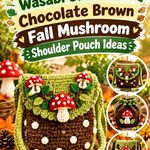 Crochet Wasabi Green and Chocolate Brown Fall Mushroom Shoulder Pouch Ideas