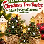 Deep Olive Crochet Mini Christmas Tree Basket Ideas for Small Spaces