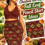 Crochet Chestnut and Olive Fall Leaf Pencil Skirt Ideas