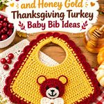 Crochet Cranberry and Honey Gold Thanksgiving Turkey Baby Bib Ideas
