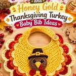Crochet Cranberry and Honey Gold Thanksgiving Turkey Baby Bib Ideas