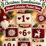 Crochet Cream and Burgundy Christmas Scandinavian Advent Calendar Pocket Ideas