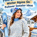 Crochet Frost Blue and Champagne Winter Alpine Ski Pullover Sweater Ideas