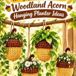 Crochet Honey Gold and Chestnut Woodland Acorn Hanging Planter Ideas