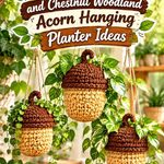 Crochet Honey Gold and Chestnut Woodland Acorn Hanging Planter Ideas