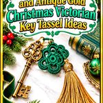 Crochet Jade Green and Antique Gold Christmas Victorian Key Tassel Ideas