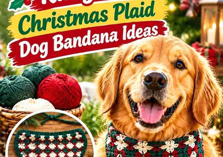 Jade Green and Ruby Red Crochet Christmas Plaid Dog Bandana Ideas