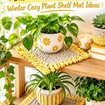 Crochet Oatmeal and Butter Yellow Winter Cozy Plant Shelf Mat Ideas