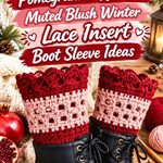 Crochet Pomegranate Red and Muted Blush Winter Lace Insert Boot Sleeve Ideas