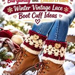 Crochet Burgundy and Buttercream Winter Vintage Lace Boot Cuff Ideas
