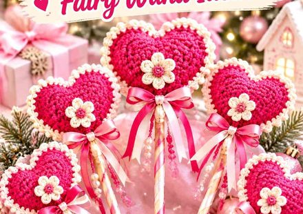 Crochet Cherry Pink and Cream Christmas Sugarplum Fairy Wand Ideas