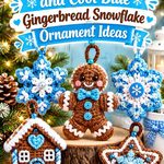 Crochet Cocoa Brown and Cool Blue Gingerbread Snowflake Ornament Ideas
