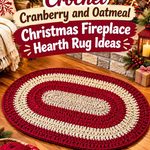 Crochet Cranberry and Oatmeal Christmas Fireplace Hearth Rug Ideas