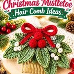 Crochet Cranberry and Sage Christmas Mistletoe Hair Comb Ideas