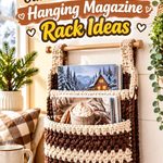 Crochet Espresso and Oatmeal Winter Chunky Hanging Magazine Rack Ideas