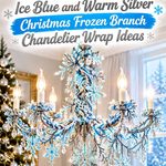 Crochet Ice Blue and Warm Silver Christmas Frozen Branch Chandelier Wrap Ideas