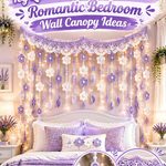 Crochet Icy Lavender and Pearl White Romantic Bedroom Wall Canopy Ideas