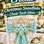 Crochet Icy Mint and Champagne Gold Christmas Snowflake Chair Sash Ideas