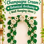 Crochet Jade Green and Champagne Cream Botanical Archway Wall Hanging Ideas