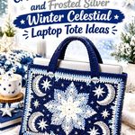 Crochet Midnight Navy and Frosted Silver Winter Celestial Laptop Tote Ideas