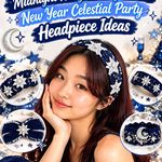 Crochet Midnight Navy and Icy Silver New Year Celestial Party Headpiece Ideas