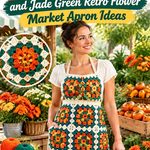 Crochet Persimmon Orange and Jade Green Retro Flower Market Apron Ideas