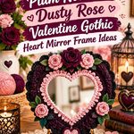 Crochet Plum Noir and Dusty Rose Valentine Gothic Heart Mirror Frame Ideas