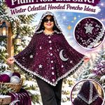 Plum Noir and Silver Crochet Winter Celestial Hooded Poncho Ideas