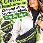Crochet Wasabi Green and Charcoal Winter Sporty Crossbody Sling Bag Ideas