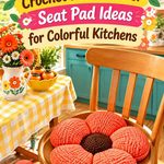 Persimmon Coral Crochet Retro Flower Seat Pad Ideas for Colorful Kitchens