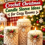 Champagne Beige Crochet Christmas Candle Sleeve Ideas for Cozy Rooms