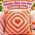 Crochet Persimmon and Powder Pink Valentine Retro Love Note Cushion Ideas