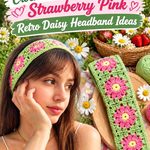 Crochet Pistachio Green and Strawberry Pink Retro Daisy Headband Ideas