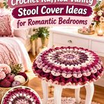 Muted Berry Crochet Ruffled Vanity Stool Cover Ideas for Romantic Bedrooms