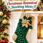 Crochet Jade Green and Champagne Gold Christmas Botanical Stocking Ideas