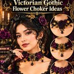 Crochet Plum Noir and Burnished Gold Victorian Gothic Flower Choker Ideas