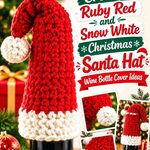 Crochet Ruby Red and Snow White Christmas Santa Hat Wine Bottle Cover Ideas