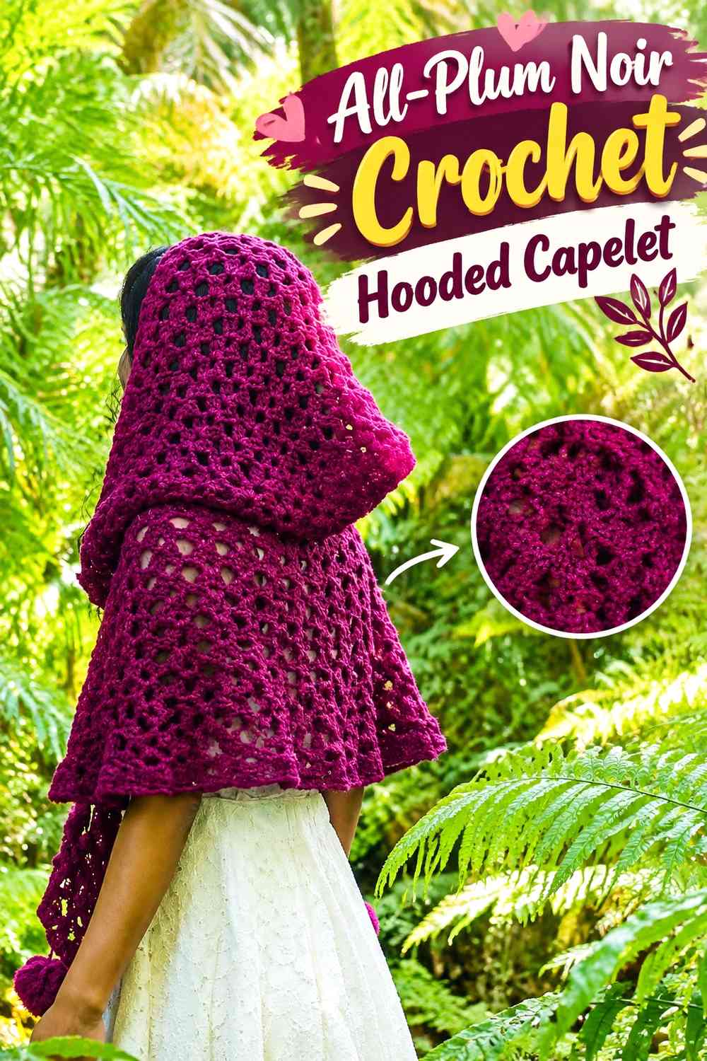 All-Plum Noir Crochet Hooded Capelet