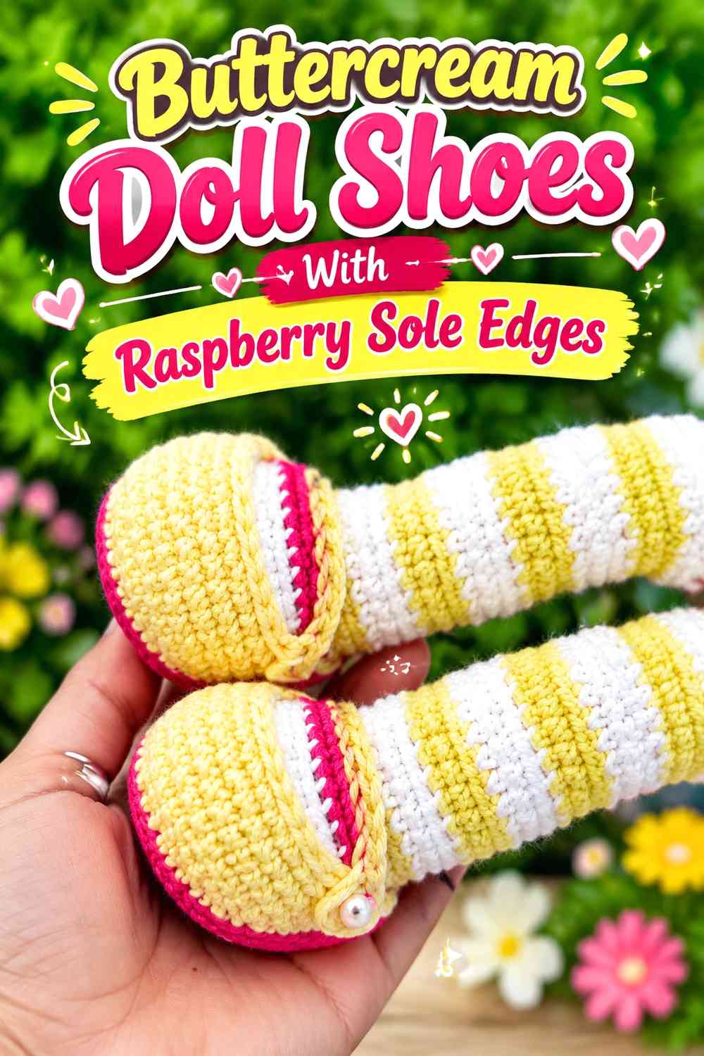 Buttercream Doll Shoes With Raspberry Sole Edges