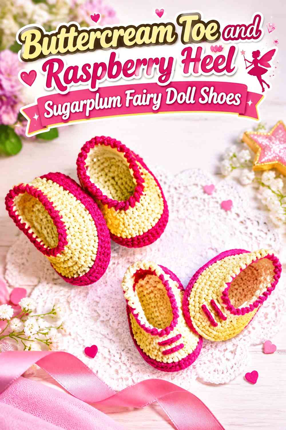 Buttercream Toe and Raspberry Heel Sugarplum Fairy Doll Shoes