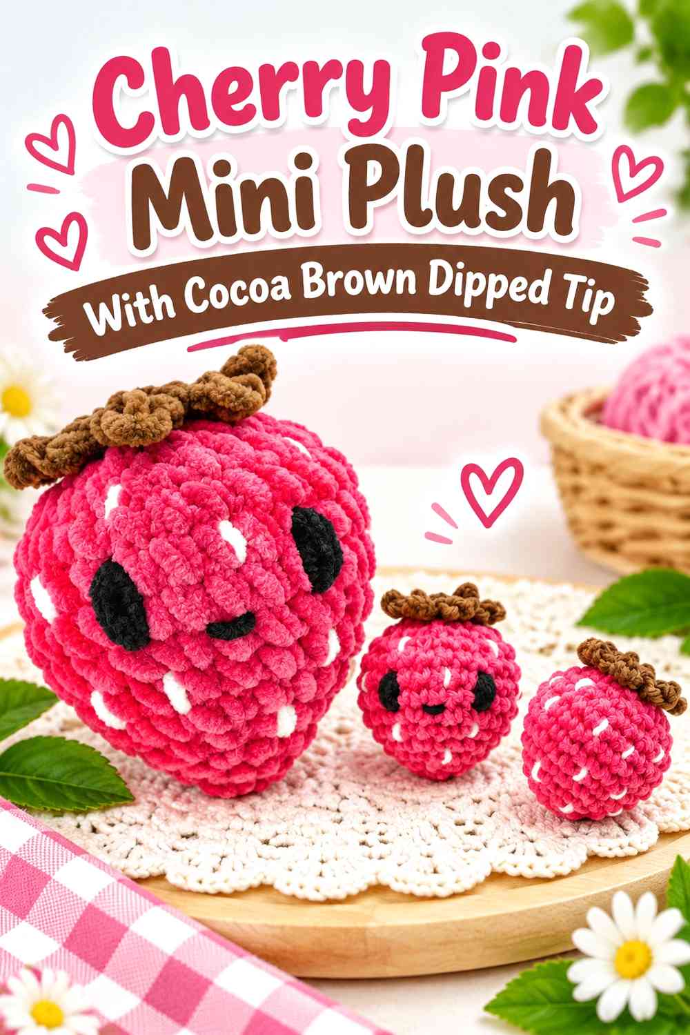 Cherry Pink Mini Plush With Cocoa Brown Dipped Tip
