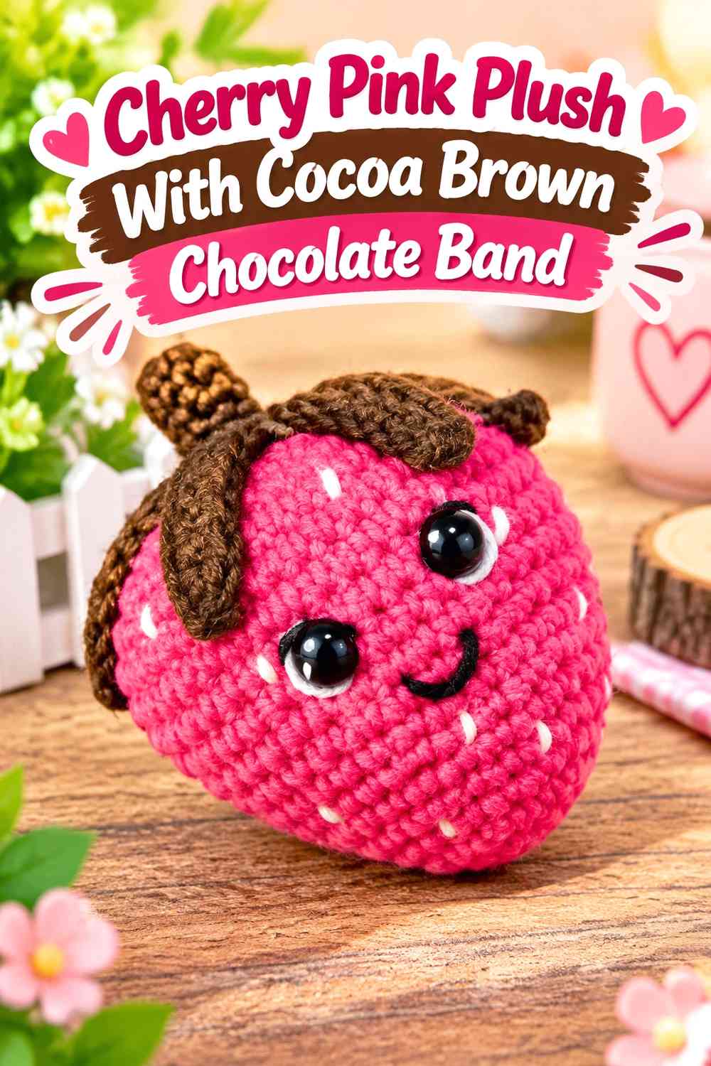 Cherry Pink Plush With Cocoa Brown Chocolate Band