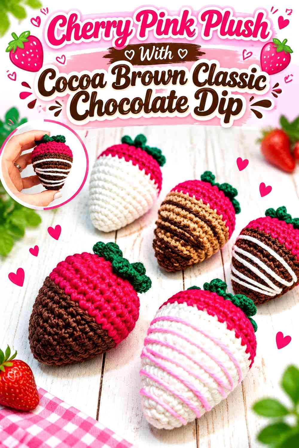 Cherry Pink Plush With Cocoa Brown Classic Chocolate Dip