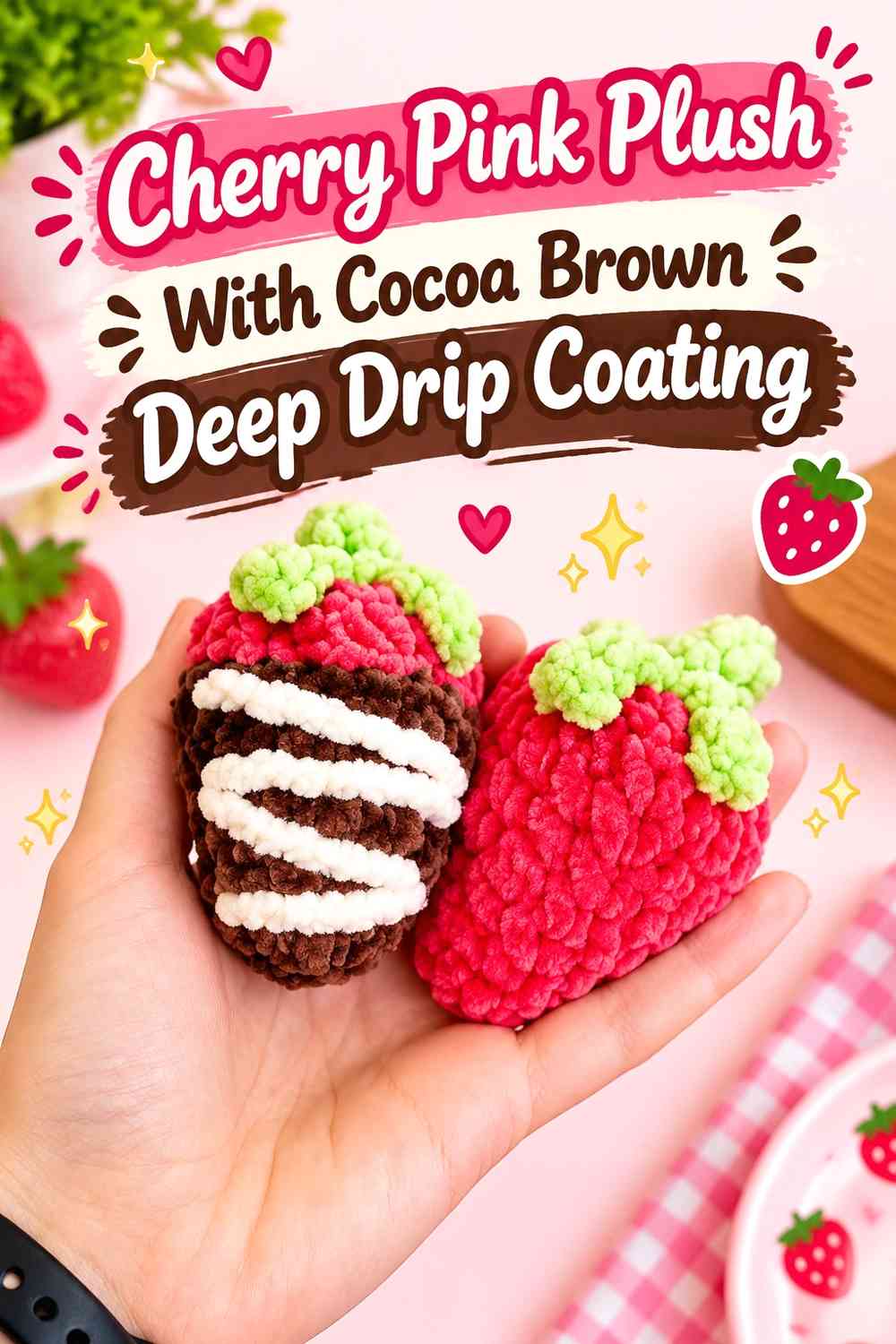Cherry Pink Plush With Cocoa Brown Deep Drip Coating